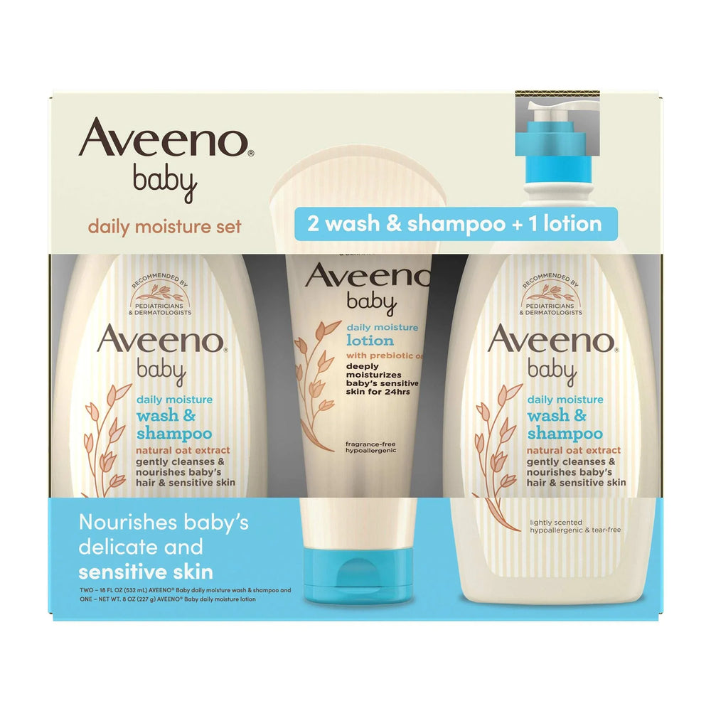 Aveeno Baby Moisture Set, 2 Wash & Shampoo + Lotion, 44 fl oz - USA MEGA SHOP