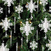 Ayieyill 24 Pieces Christmas Snowflake Drop Ornament Acrylic Icicle Christmas Hanging Acrylic Crystal Snowflake Decoration Hanging Acrylic Snowflakes (Clear) - USA MEGA SHOP