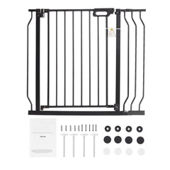 BENTISM 30" Extra Tall Baby Gate for Stairs Doorways, Fits Openings 29.5" to 39" Wide, Auto Close Extra Wide Dog Gate for House, Pressure Mounted Easy Walk Through Pet Gate with Door, Black