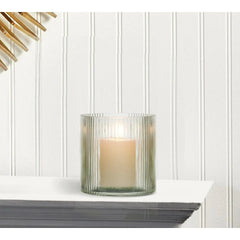 Better Homes & Gardens Glass Ribbed Hurricane Candle Holder, 5", Medium, Living Room - USA MEGA SHOP
