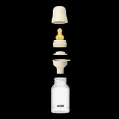 BIBS Baby Bottles with Medium Flow Natural Rubber Latex Nipple, Ivory, 9 oz, 2 pack