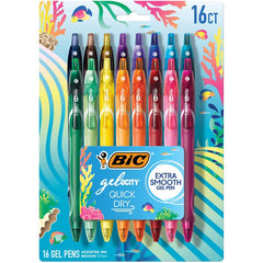 BIC Gelocity Quick Dry Gel Pens, School Supplies, Medium Point, 0.7 mm, Assorted Colors, 16-Count