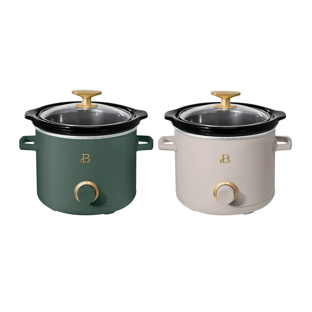 Beautiful 2 Qt Manual Slow Cooker, 2-Pack, Thyme Green + Porcini Taupe by Drew Barrymore - USA MEGA SHOP