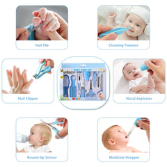 BUSATIA 10 in 1 Baby Healthcare and Grooming Kit,Safety Newborn Nursery Care Set, with Hair Brush Comb,Nail Clipper,Thermometer,Pacifier Clip,Nasal Aspirator for Newborn Infant Baby