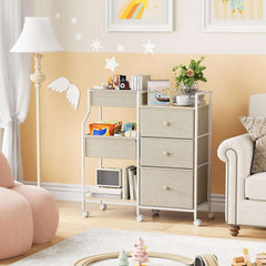 Baby Diaper Organizer and Storage Cart - 3 Tiers with Dividers and Drawers for Nursery, Bedroom, Changing Table and Crib