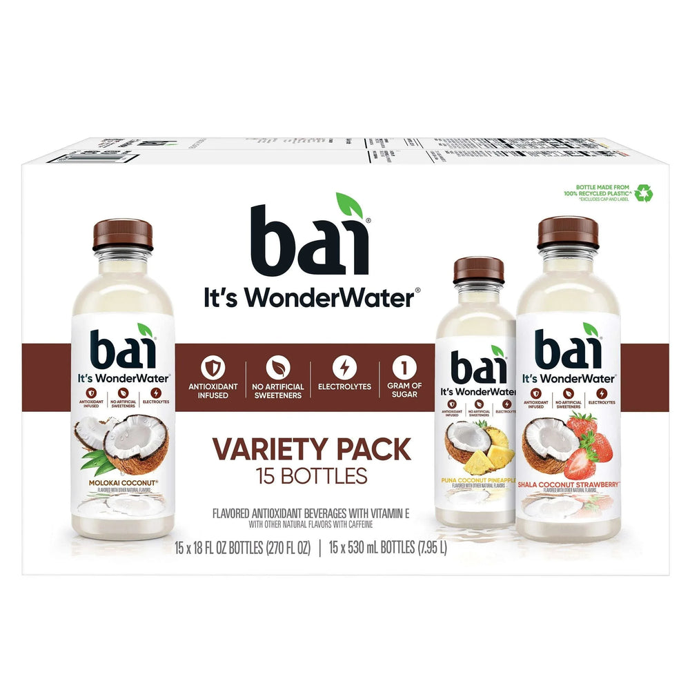 Bai Antioxidant Beverage, Coconut Variety Pack, 18 fl oz, 15-count - USA MEGA SHOP