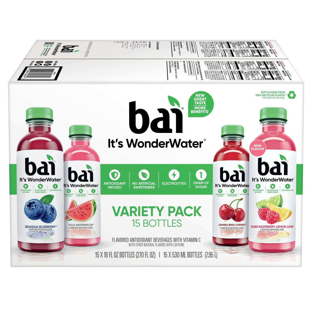 Bai Antioxidant Beverage, Variety Pack, 18 fl oz, 15-count - USA MEGA SHOP