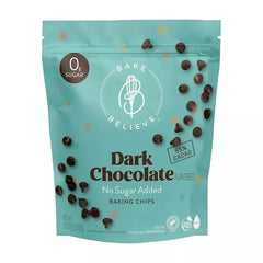 Bake Believe Dark Chocolate Flavored No Sugar Added Baking Chips, Resealable Bag, 32 oz.