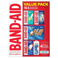 Band-Aid Brand Adhesive Bandages Value Pack, Assorted Sizes, 163 Count