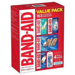Band-Aid Brand Adhesive Bandages Value Pack, Assorted Sizes, 163 Count