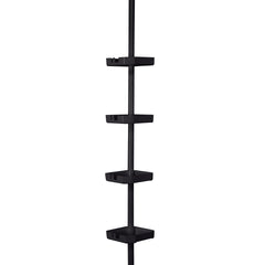 Bath Bliss 4 Shelf Tension Plastic Corner Shower Organizer Caddy in Matte Black