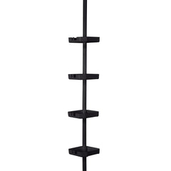 Organizador de ducha de esquina de plástico de tensión de 4 estantes Bath Bliss en negro mate