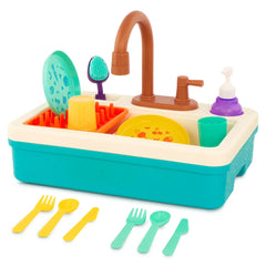 Battat Splash & Sparkle Sink Plastic Real Faucet and Magic Dishes, Toddler and Preschool Toys - USA MEGA SHOP