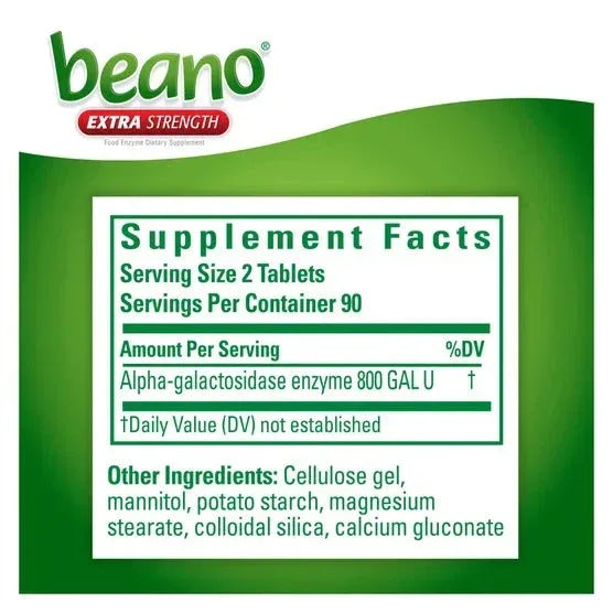 Beano Extra Strength Food Enzyme Dietary Supplement, 180 Tablets - USA MEGA SHOP