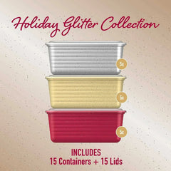 Bentgo Prep 30-Piece Deep-Dish Food Storage Set, Holiday Glitter Collection