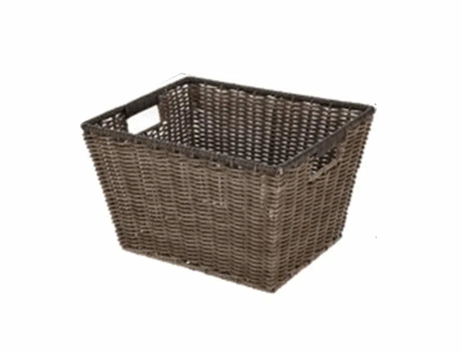 Better Homes & Gardens Large Poly Rattan Decorative Storage Basket with Handles, 14 in x 11 in x 8.5 in - USA MEGA SHOP