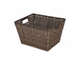 Better Homes & Gardens Large Poly Rattan Decorative Storage Basket with Handles, 14 in x 11 in x 8.5 in