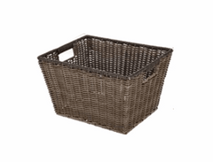 Better Homes & Gardens Large Poly Rattan Decorative Storage Basket with Handles, 14 in x 11 in x 8.5 in