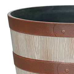 Better Homes & Gardens 12.9" x 12.9" x 10" Whiskey Barrel Light Brown 100% Recycled Resin Planter