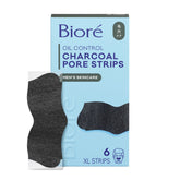 Biore Oil Control Charcoal Pore Strips XL box with black nose strips, 6 count