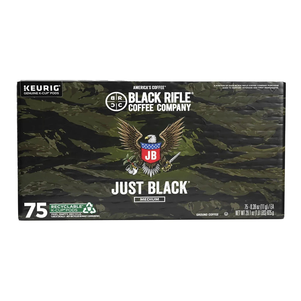 Black Rifle Coffee Company Just Black, Medium Roast K-Cup Coffee Pods, 75 ct. - USA MEGA SHOP