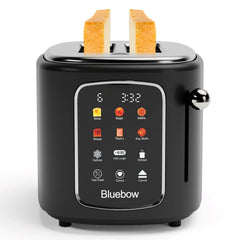 Bluebow 2-Slice Toaster with Touchscreen, 1.5" Wide Slots, 6 Bread Types & Shade Settings, Reheat, Defrost, Cancel, Removable Tray - USA MEGA SHOP