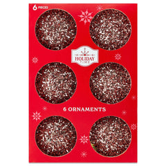 Blush Pink Tinsel Ball Christmas Ornaments, 2.5", 6 Count, by Holiday Time - USA MEGA SHOP