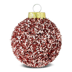 Blush Pink Tinsel Ball Christmas Ornaments, 2.5", 6 Count, by Holiday Time - USA MEGA SHOP