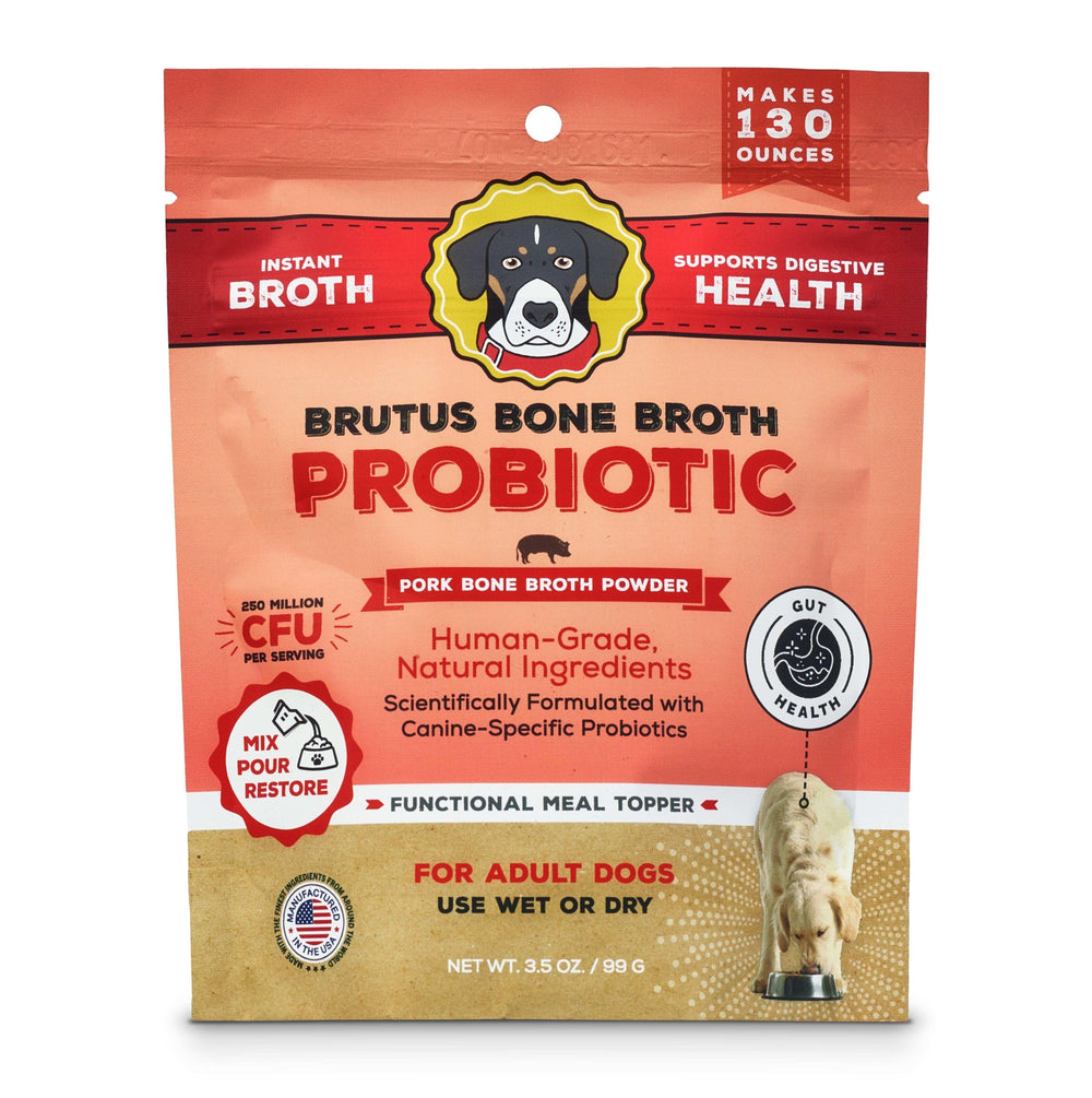 Brutus Bone Broth Probiotic Meal Toppers for Dogs Mega Pack (Pork) - Pet Food Topper - Bone Broth Powder Fortified - Pet Safe Human Grade Dog Food Topper - Makes Up to 130 Liquid Oz - USA MEGA SHOP