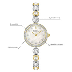 Bulova Ladies Crystal Collection Two-Tone 25mm Watch 98L299 - USA MEGA SHOP