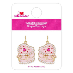 Way to Celebrate Valentine's Day Color Heart Cake Earrings, 1 Pair