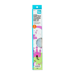 Pen+Gear Washable Fairytale Coloring Placemat Kit with 4 Crayons, Black and White