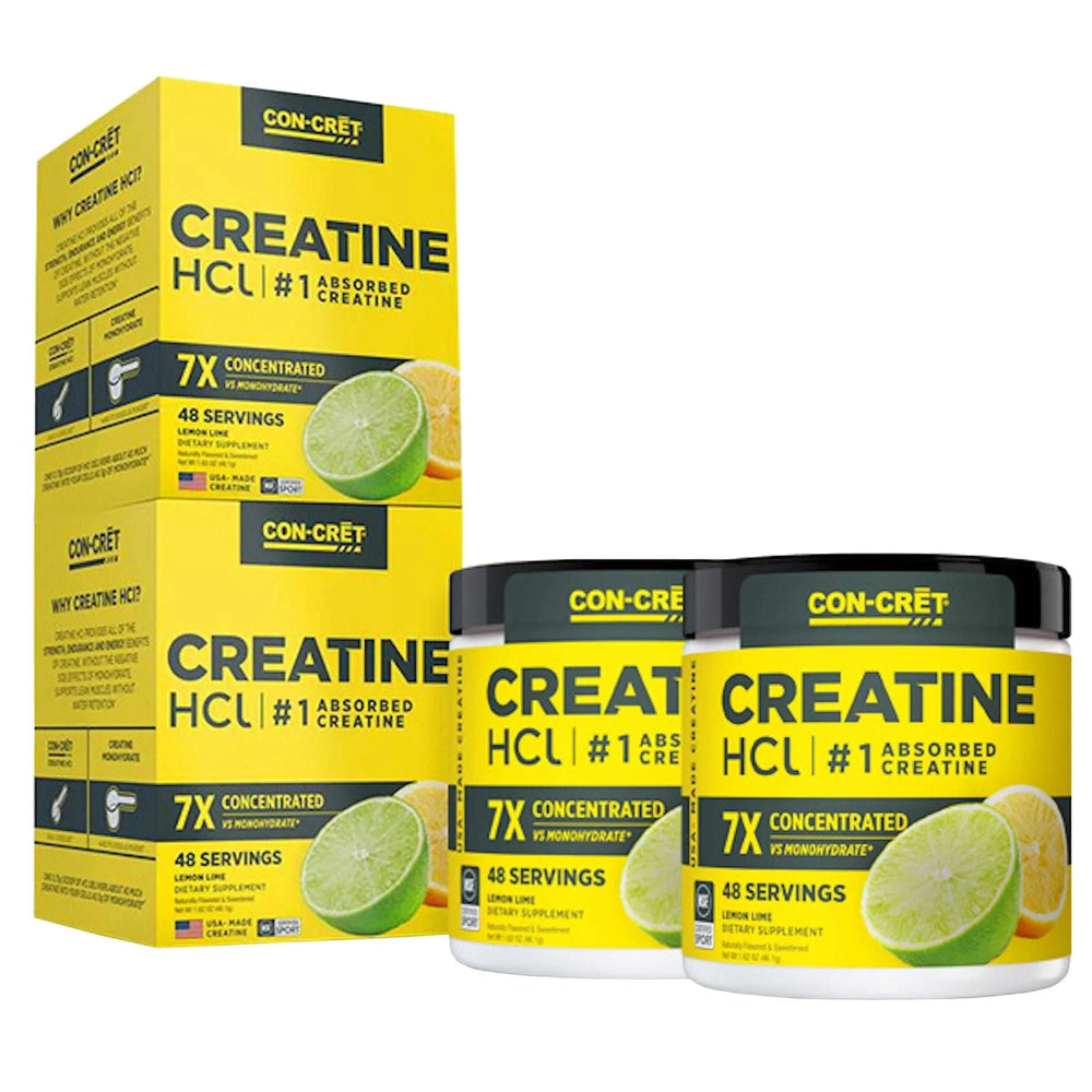 CON-CRET Creatine HCl Flavored Powder, Lemon Lime, 1.62 oz, 2-pack - USA MEGA SHOP