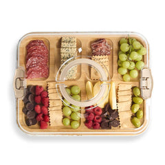 Cook With Color Rectangular Bamboo Cutting Board with Locking Lid, Dual-Function Charcuterie & Serving Board - USA MEGA SHOP