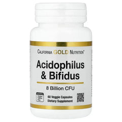 California Gold Nutrition, Acidophilus and Bifidus, Probiotic Blend with Lactobacillus acidophilus, Bifidobacterium lactis, and Bifidobacterium longum, 60 Veggie Capsules