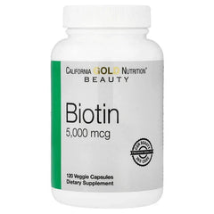 California Gold Nutrition, Biotin, 5,000 mcg, 120 Veggie Capsules