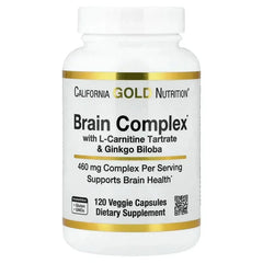 California Gold Nutrition, Brain Complex with L-Carnitine, Ginkgo Biloba, Phosphatidylserine, and Choline, 120 Veggie Capsules - USA MEGA SHOP