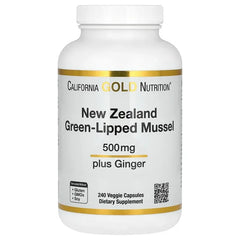 California Gold Nutrition, New Zealand Green-Lipped Mussel with Ginger Extract, 500 mg, 240 Veggie Capsules - USA MEGA SHOP
