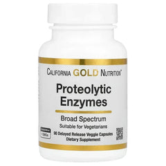 California Gold Nutrition, Proteolytic Enzymes with Fruit Derived Enzyme Blend, Rutin, Pancreatin Alternative Blend and Serratiopeptidase, 90 Delayed Release Veggie Capsules