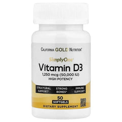 California Gold Nutrition, SimplyOne®, Vitamin D3, 1,250 mcg (50,000 IU), 50 Softgels