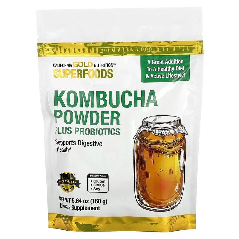 California Gold Nutrition, Superfoods, Kombucha Powder with Kombucha, Brewed Apple Cider Vinegar and Soluble Tapioca Fiber Plus Probiotics, 5.64 oz (160 g) - USA MEGA SHOP