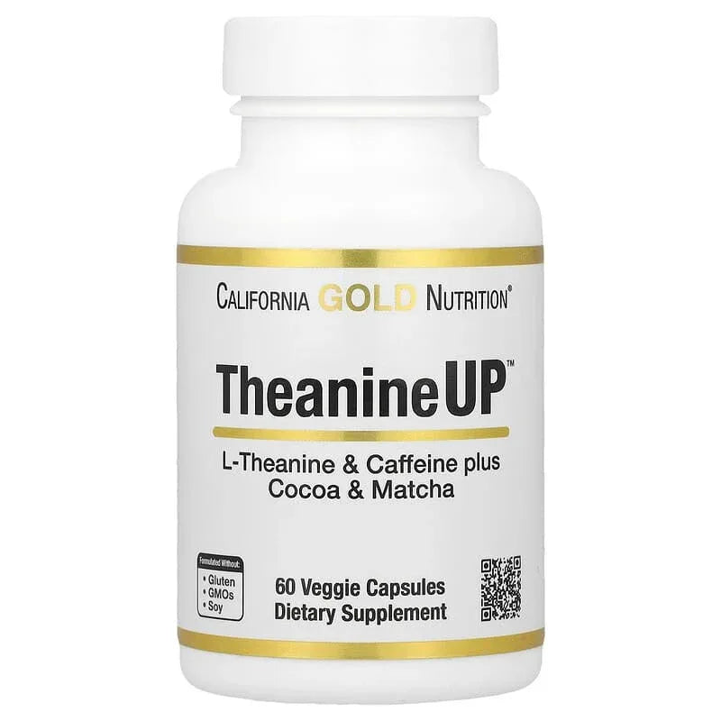 California Gold Nutrition, TheanineUPâ„¢, L-Theanine & Caffeine Plus Cocoa, and Matcha, 60 Veggie Capsules - USA MEGA SHOP