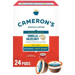 Cameron's Coffee Vanilla Hazelnut Flavored Naturally Caffeinated Keurig Pods, Light Roast, 24 Ct