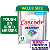 Cascade Platinum Dishwasher Pods, Dishwasher Detergent Soap Tabs, Fresh, 71 Count - USA MEGA SHOP
