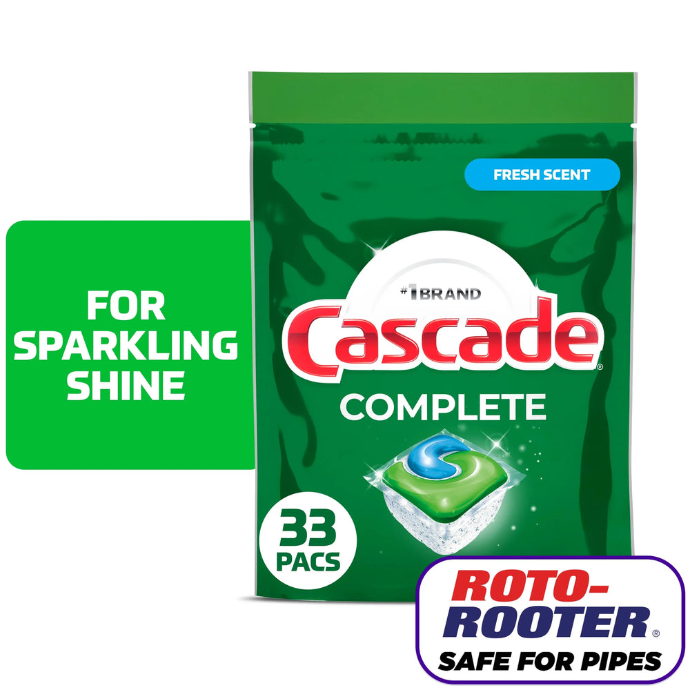 Cascade Complete Dishwasher Pods, Dishwasher Detergent, Dish Detergent Soap, Fresh, 33 Count - USA MEGA SHOP
