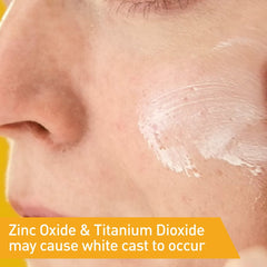 Hydrating mineral sunscreen SPF 50 on skin, shown as white cast