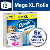 Charmin Toilet Paper Ultra Soft, 12 Mega XL Rolls, 2-Ply Bath Tissue - USA MEGA SHOP