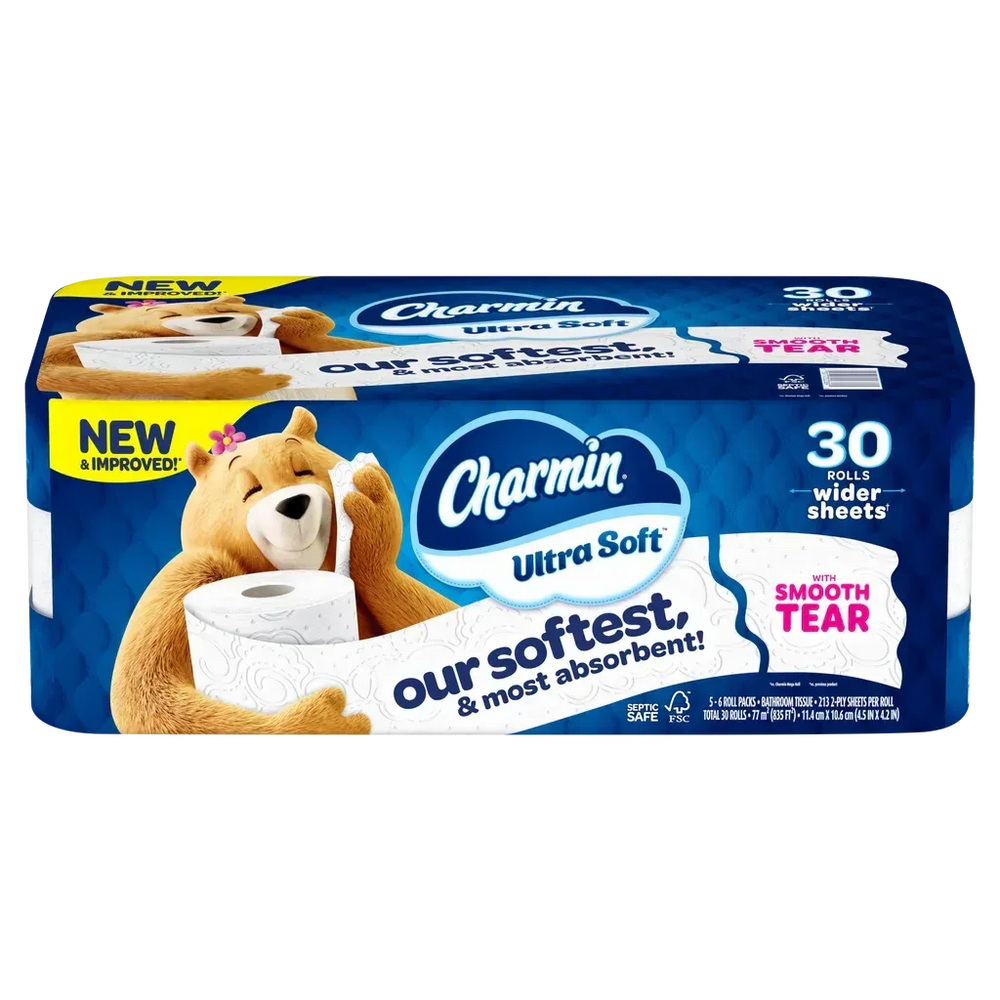 Charmin Ultra Soft Bath Tissue, 2-Ply, 213 Sheets, 30 Rolls - USA MEGA SHOP