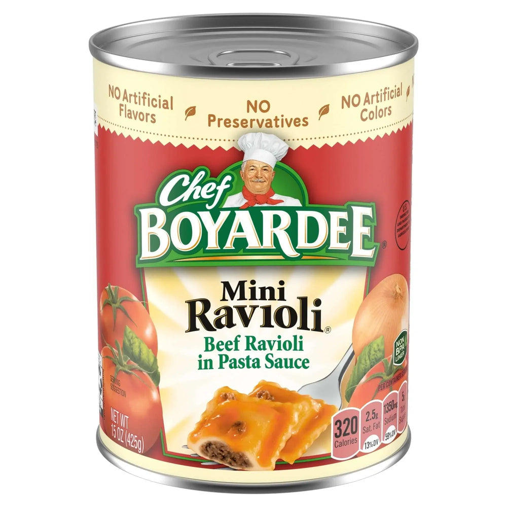 Chef Boyardee Mini Ravioli, Beef Ravioli in Pasta Sauce, Ready-to-Eat Meal, 15 oz. Can - USA MEGA SHOP