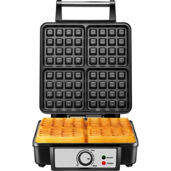 Chefman 4 Slice Belgian Waffle Maker w/ Adjustable Temperature, Stainless Steel - USA MEGA SHOP